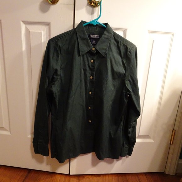 Lands End Women's Olive Long Sleeve Blouse M10-12